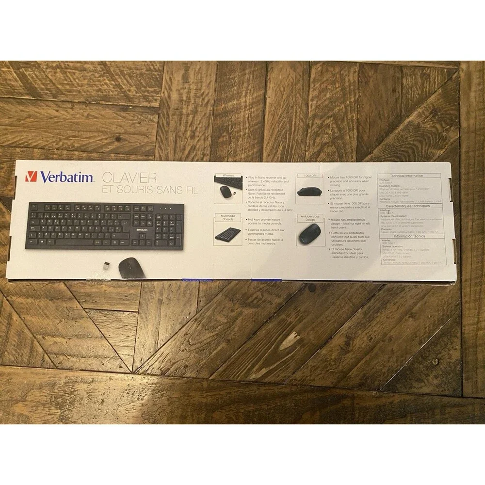 Verbatim Corporation 70724 Wireless Keyboard And Mouse 2.4Ghz-Ambidextrous-Plug